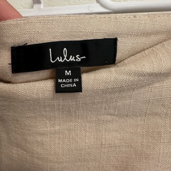 Lulus Double Digits Beige Linen Mini Skirt and halter top set - Picture 7 of 7